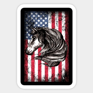 Patriotic Horse American Flag Sticker